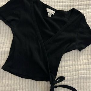 Topshop Black Side Tie Crop Top